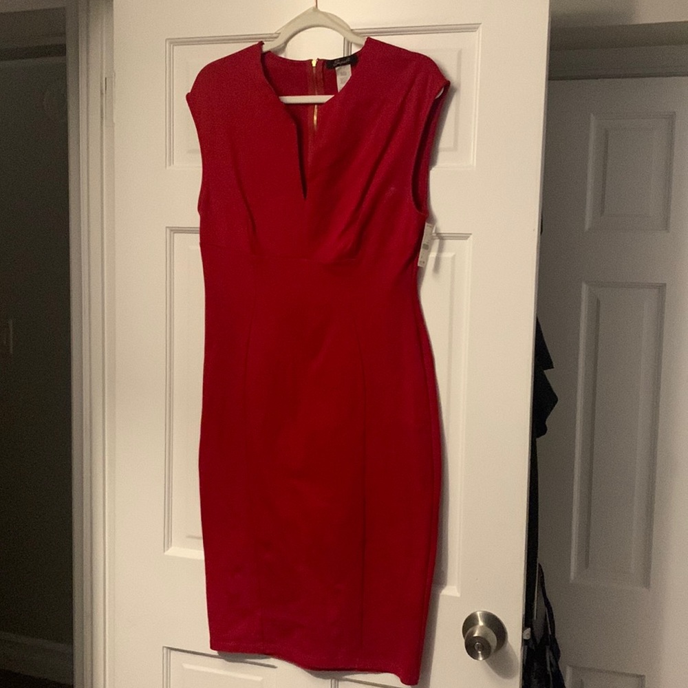 Red fitted dress